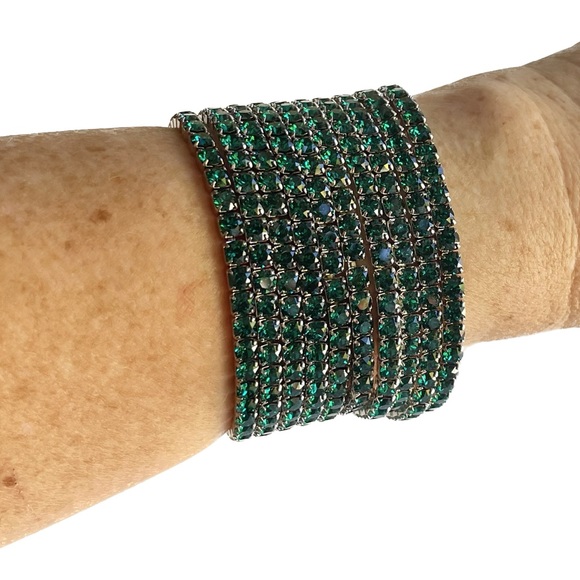 Swarovski Emerald Green Stretch Bracelet Set - Picture 4 of 6